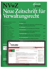 Bild vergrößern Bild: NVwZ - Neue Zeitschrift für Verwaltungsrecht - C.H.BECK