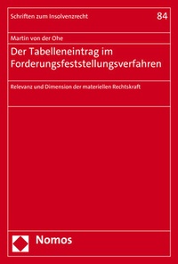 Abbildung von: Der Tabelleneintrag im Forderungsfeststellungsverfahren - Nomos