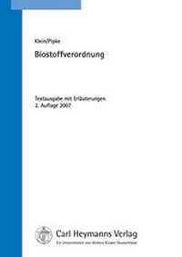Bild: Biostoffverordnung - Carl Heymanns Verlag