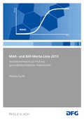 Cover: MAK- und BAT-Werte-Liste 2013 - Wiley-VCH