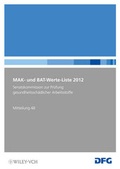 Cover: MAK- und BAT-Werte-Liste 2012 - Wiley-VCH