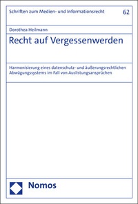 Abbildung von: Recht auf Vergessenwerden - Nomos