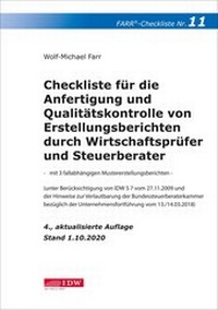 Abbildung von: Farr, Checkliste 11 (Erstellungsberichte) - IDW