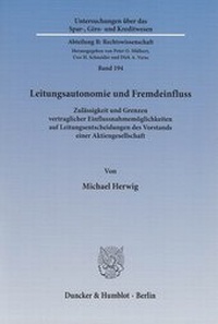 Abbildung von: Leitungsautonomie und Fremdeinfluss - Duncker & Humblot