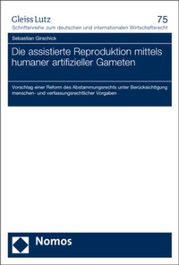 Enlarge image Cover: Die assistierte Reproduktion mittels humaner artifizieller Gameten - Nomos