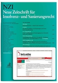 Abbildung von: NZI Neue Zeitschrift für Insolvenz- und Sanierungsrecht - C.H.BECK