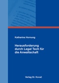 Bild: Herausforderung durch Legal Tech f&uuml;r die Anwaltschaft - Kovac, Dr. Verlag