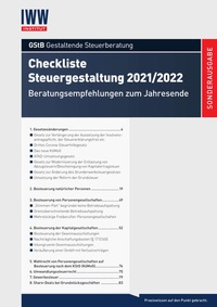Abbildung von: Checkliste Steuergestaltung 2021/2022 - IWW Institut für Wissen in der Wirtschaft