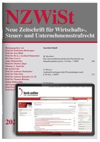 Abbildung von: NZWiSt - Neue Zeitschrift für Wirtschafts-, Steuer- und Unternehmensstrafrecht - C.H.BECK