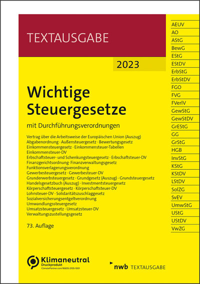 Abbildung von: Wichtige Steuergesetze - NWB