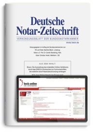 Enlarge image Cover: Deutsche Notar-Zeitschrift - DNotZ - C.H.BECK