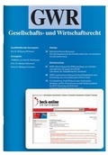Cover: Gesellschafts-und Wirtschaftsrecht (GWR) - C.H.BECK