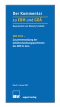 Cover: EBM 2023 - Zusammenstellung der Geb&uuml;hrenordnungspositionen des EBM in Euro - Asgard