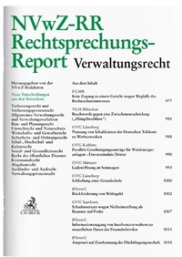 Abbildung von: NVwZ-RR Rechtsprechungsreport Verwaltungsrecht - C.H.BECK