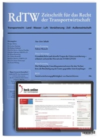 Abbildung von: RdTW - Zeitschrift für das Recht der Transportwirtschaft - C.H.BECK