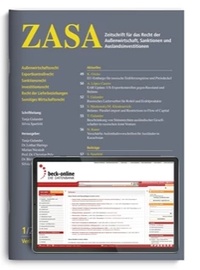 Bild vergrößern Bild: ZASA | Zeitschrift für das Recht der Außenwirtschaft, Sanktionen und Auslandsinvestitionen - C.H.BECK
