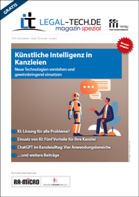 Abbildung von: Legal-Tech.de Magazin Spezial: Künstliche Intelligenz in Kanzleien - FFI-Verlag