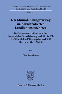 Abbildung von: Der Stimmbindungsvertrag im börsennotierten Familienunternehmen. - Duncker & Humblot