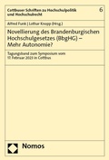 Cover: Novellierung des Brandenburgischen Hochschulgesetzes (BbgHG) - Mehr Autonomie? - Nomos