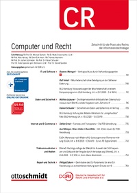 Enlarge image Cover: Computer und Recht - CR - Otto Schmidt Verlag