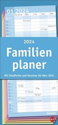 Abbildung von: Basic Familienplaner 2024. Praktischer Wandplaner mit 5 Spalten. Familien-Wandkalender mit Schulferien und 3-Monats-Ausblick. Terminkalender 2024. - Heye
