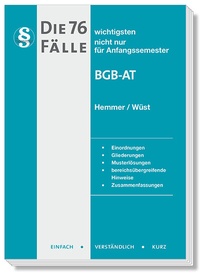 Abbildung von: Die 76 wichtigsten Fälle BGB AT - Hemmer-Wüst
