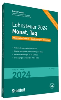 Abbildung von: Tabelle, Lohnsteuer 2024 Monat, Tag Sonderausgabe Dezember - Stollfuß