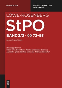 Abbildung von: Löwe-Rosenberg. StPO - Die Strafprozeßordnung und das Gerichtsverfassungsgesetz - Band 2/2 - De Gruyter
