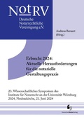 Cover: Erbrecht 2024: Aktuelle Herausforderungen f&uuml;r die notarielle Gestaltungspraxis - Deutscher Notarverlag