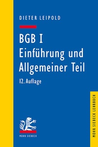 Abbildung von: BGB I: Einführung und Allgemeiner Teil - Mohr Siebeck