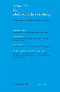Bild vergrößern Bild: Zeitschrift für philosophische Forschung - Vittorio Klostermann Verlag