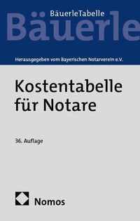 Abbildung von: Kostentabelle für Notare - Nomos