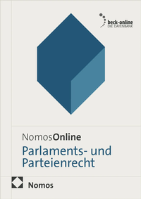 Abbildung von: NomosOnline Parlamentsrecht und Parteienrecht - Nomos