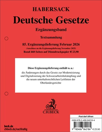 Bild vergrößern Bild: Deutsche Gesetze Ergänzungsband - 85. Ergänzungslieferung - C.H.BECK