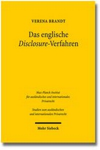Abbildung von: Das englische Disclosure-Verfahren - Mohr Siebeck