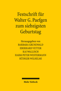 Cover: Festschrift f&uuml;r Walter G. Paefgen zum siebzigsten Geburtstag - Mohr Siebeck
