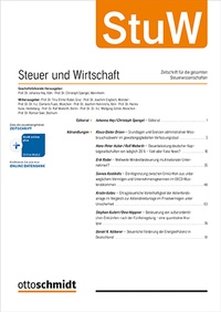 Abbildung von: Steuer und Wirtschaft - StuW - Otto Schmidt Verlag