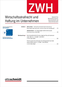 Abbildung von: Wirtschaftsstrafrecht und Haftung im Unternehmen - ZWH - Otto Schmidt Verlag