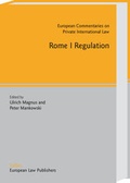 Cover: Rome I Regulation - Sellier. European Law Publishers