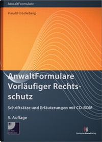 Abbildung von: AnwaltFormulare Vorläufiger Rechtsschutz - Deutscher Anwaltverlag
