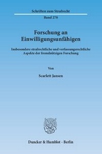 Abbildung von: Forschung an Einwilligungsunfähigen - Duncker & Humblot