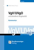 Cover: VgV / UVgO - Reguvis Fachmedien