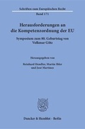 Cover: Herausforderungen an die Kompetenzordnung der EU - Duncker & Humblot