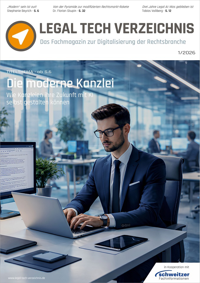 Cover des Magazins Legal Tech Verzeichnis und Link zur aktuellen Ausgabe